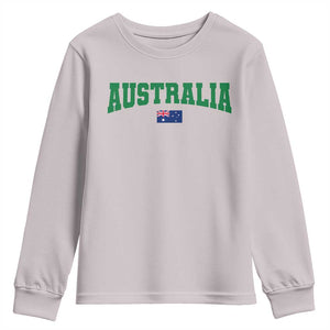 Green Yellow Australia Youth Sweatshirt Down Under Team Australia Flag Varsity Lettering Soccer Fans Football Tournament