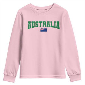 Green Yellow Australia Youth Sweatshirt Down Under Team Australia Flag Varsity Lettering Soccer Fans Football Tournament