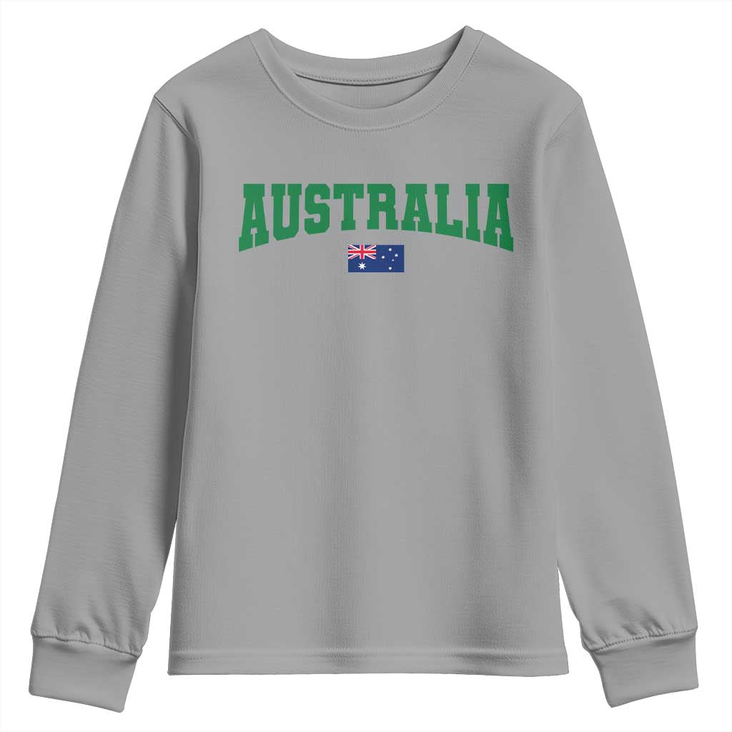 Green Yellow Australia Youth Sweatshirt Down Under Team Australia Flag Varsity Lettering Soccer Fans Football Tournament
