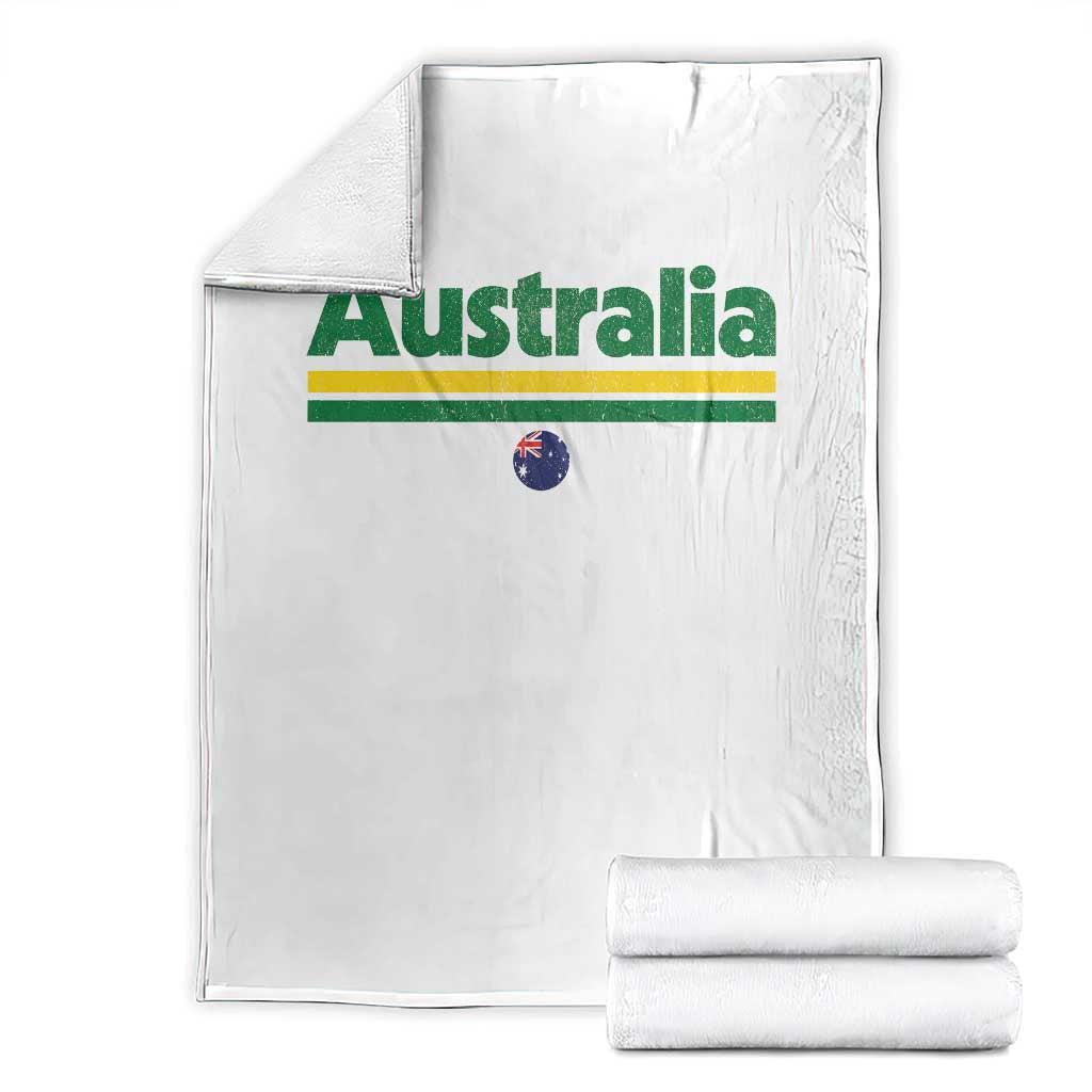 Australia Fan Throw Blanket Retro Vintage Flag Green Yellow Country Pride Distressed Graphic TS10 White Print Your Wear