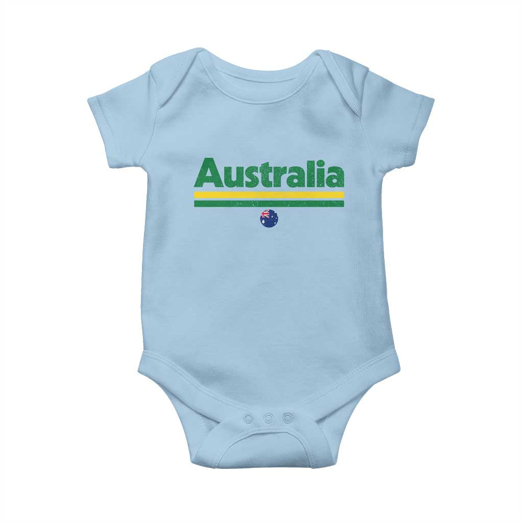 Australia Fan Baby Onesie Retro Vintage Flag Green Yellow Country Pride Distressed Graphic