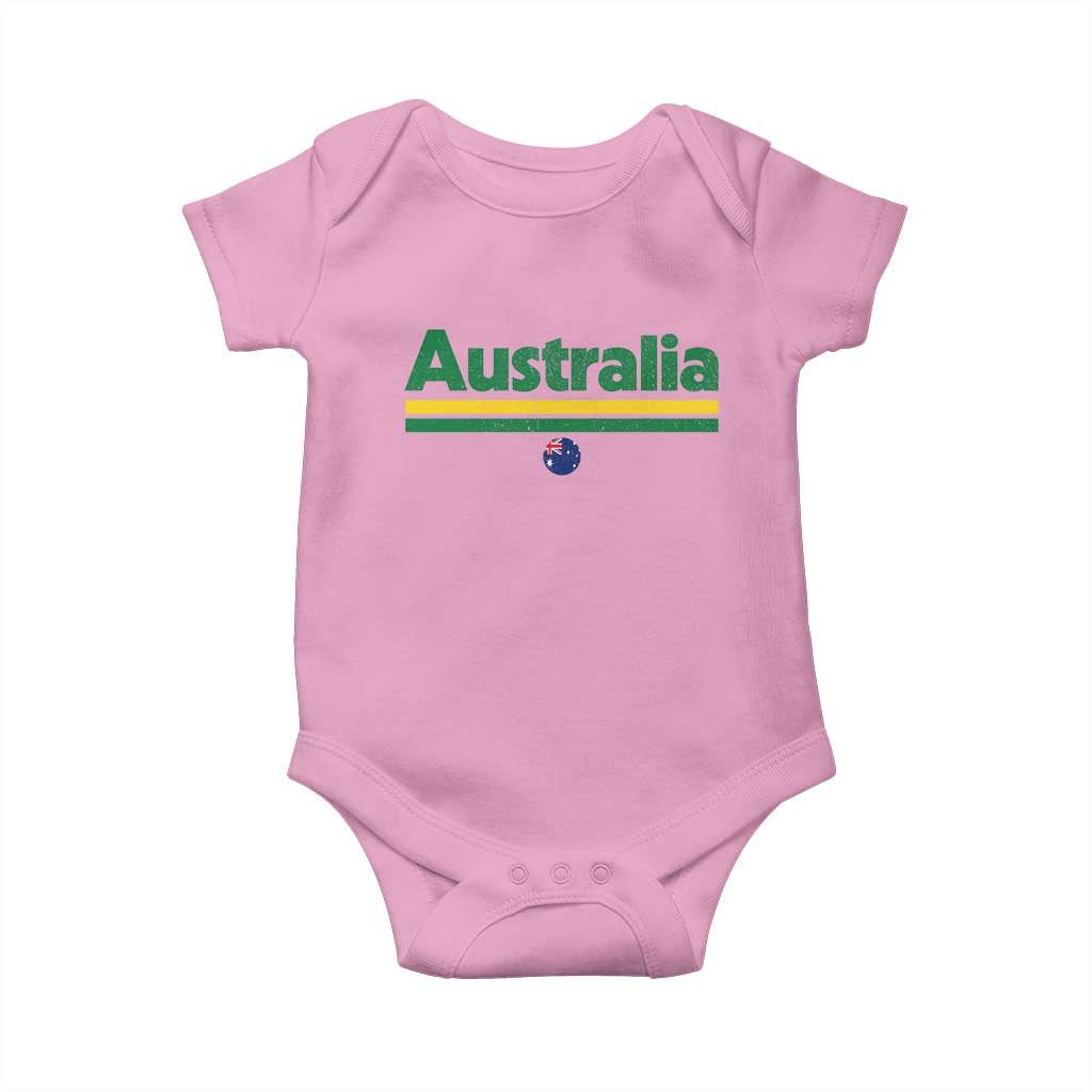 Australia Fan Baby Onesie Retro Vintage Flag Green Yellow Country Pride Distressed Graphic