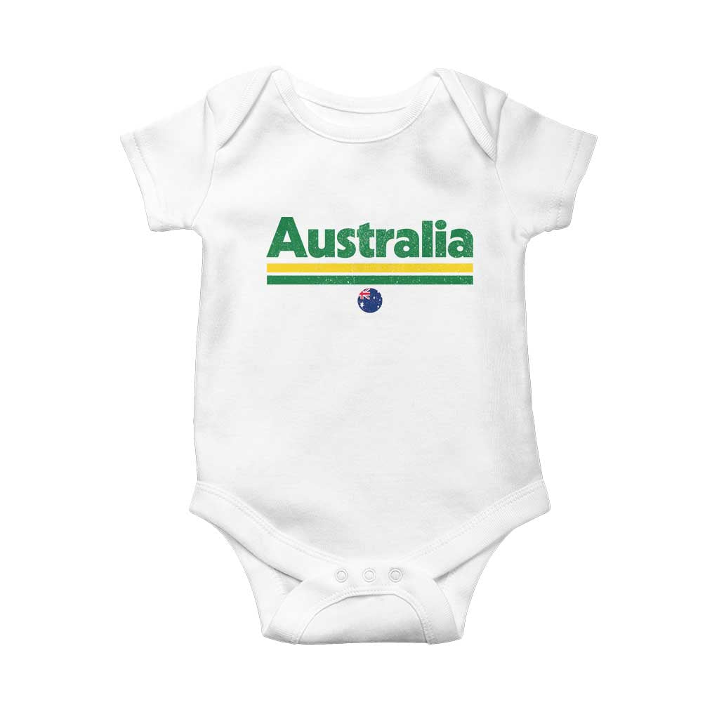 Australia Fan Baby Onesie Retro Vintage Flag Green Yellow Country Pride Distressed Graphic