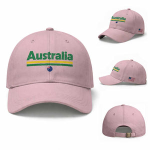 Australia Fan Baseball Cap Retro Vintage Flag Green Yellow Country Pride Distressed Graphic