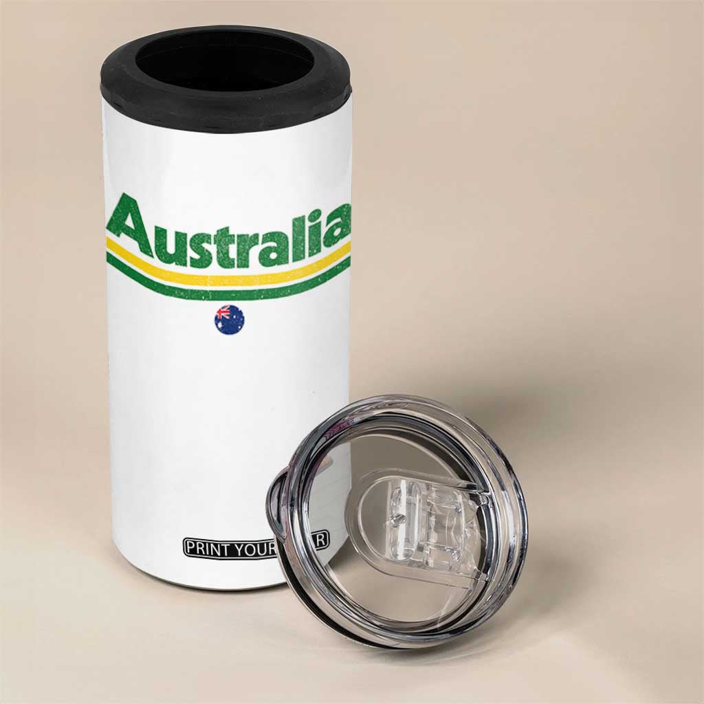 Australia Fan 4 in 1 Can Cooler Tumbler Retro Vintage Flag Green Yellow Country Pride Distressed Graphic