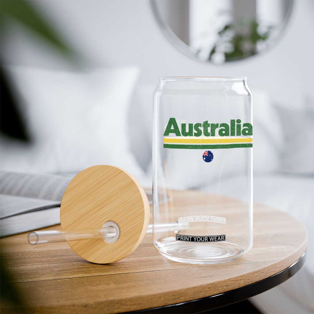 Australia Fan Glass Can Retro Vintage Flag Green Yellow Country Pride Distressed Graphic