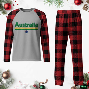 Australia Fan Plaid Pajama Set Retro Vintage Flag Green Yellow Country Pride Distressed Graphic