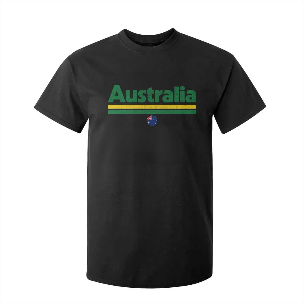 Australia Fan T Shirt For Kid Retro Vintage Flag Green Yellow Country Pride Distressed Graphic