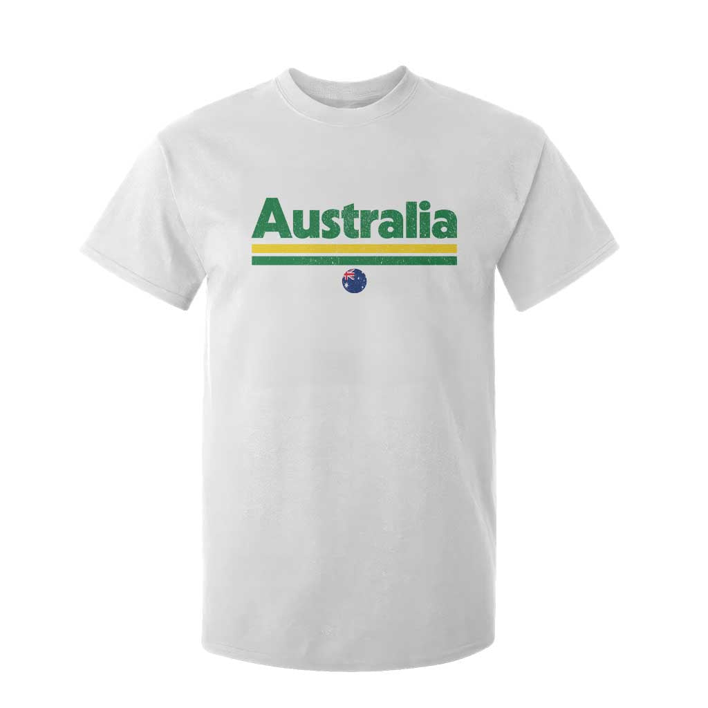 Australia Fan T Shirt For Kid Retro Vintage Flag Green Yellow Country Pride Distressed Graphic