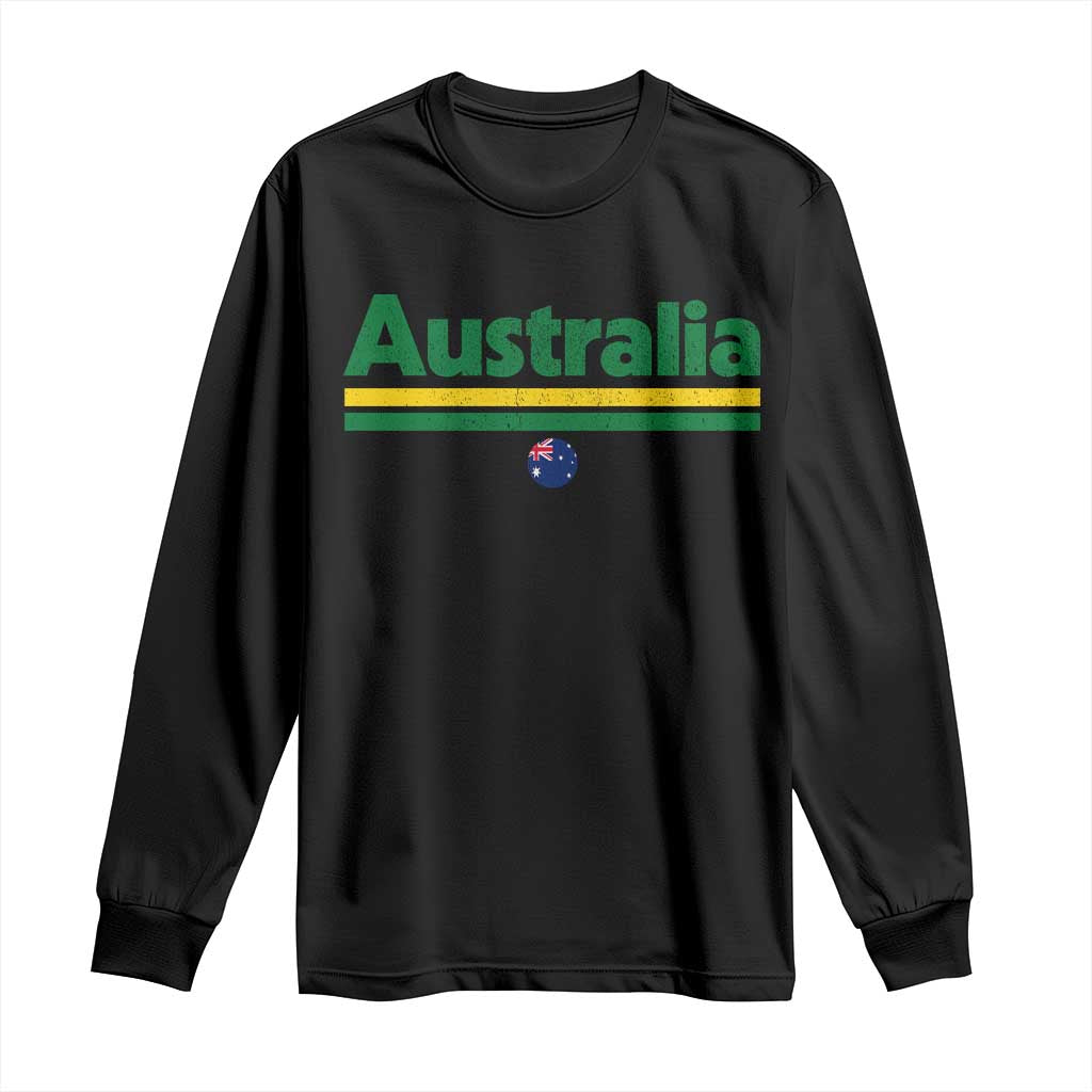 Australia Fan Long Sleeve Shirt Retro Vintage Flag Green Yellow Country Pride Distressed Graphic
