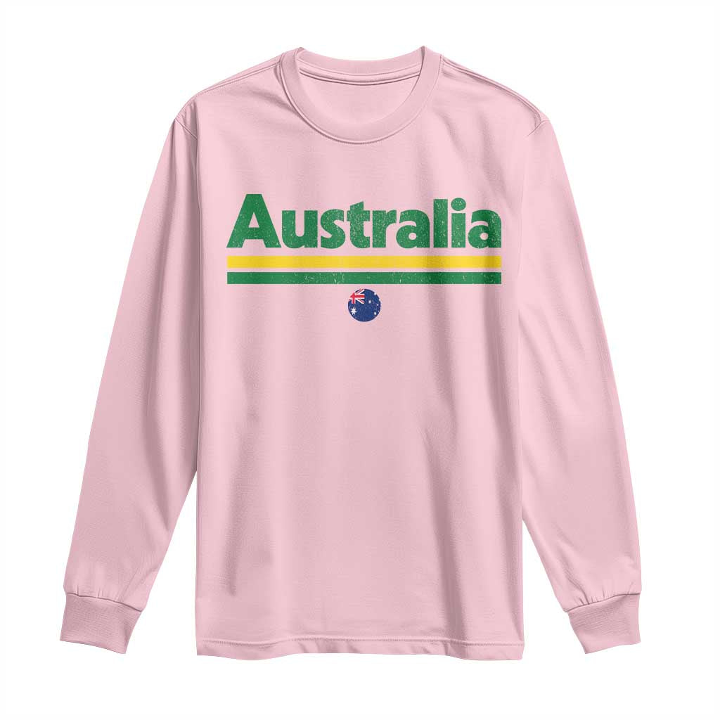 Australia Fan Long Sleeve Shirt Retro Vintage Flag Green Yellow Country Pride Distressed Graphic