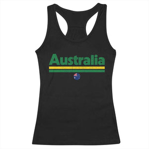 Australia Fan Racerback Tank Top Retro Vintage Flag Green Yellow Country Pride Distressed Graphic