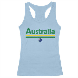 Australia Fan Racerback Tank Top Retro Vintage Flag Green Yellow Country Pride Distressed Graphic
