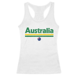 Australia Fan Racerback Tank Top Retro Vintage Flag Green Yellow Country Pride Distressed Graphic