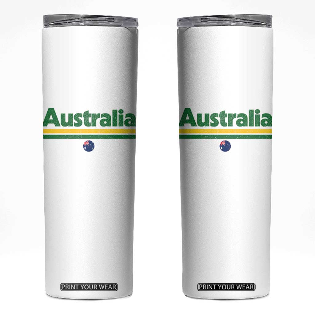 Australia Fan Skinny Tumbler Retro Vintage Flag Green Yellow Country Pride Distressed Graphic TS10 White Print Your Wear