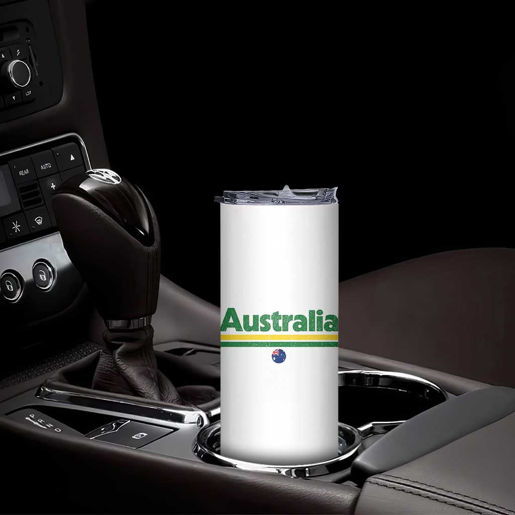 Australia Fan Skinny Tumbler Retro Vintage Flag Green Yellow Country Pride Distressed Graphic