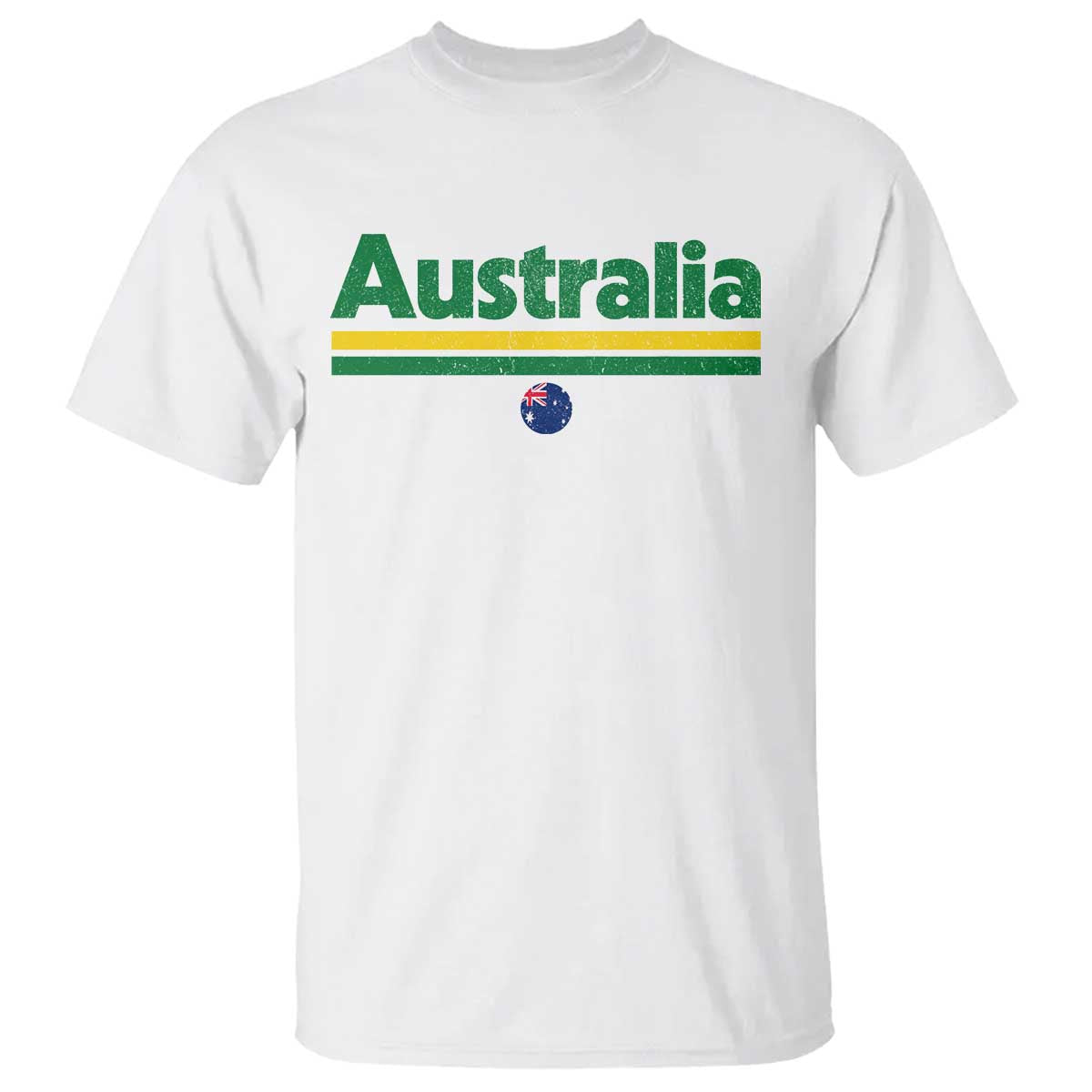 Australia Fan T Shirt Retro Vintage Flag Green Yellow Country Pride Distressed Graphic