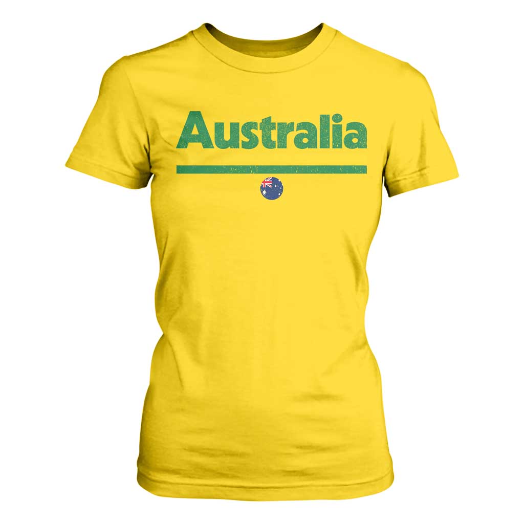 Australia Fan T Shirt For Women Retro Vintage Flag Green Yellow Country Pride Distressed Graphic