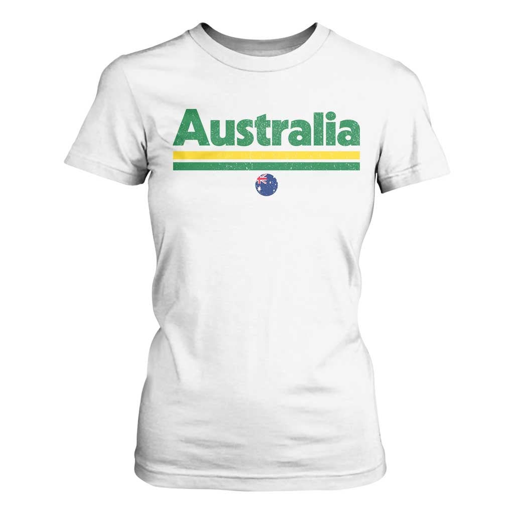 Australia Fan T Shirt For Women Retro Vintage Flag Green Yellow Country Pride Distressed Graphic