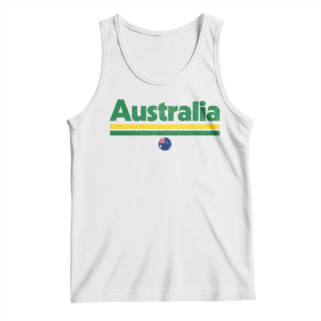 Australia Fan Tank Top Retro Vintage Flag Green Yellow Country Pride Distressed Graphic TS10 White Print Your Wear