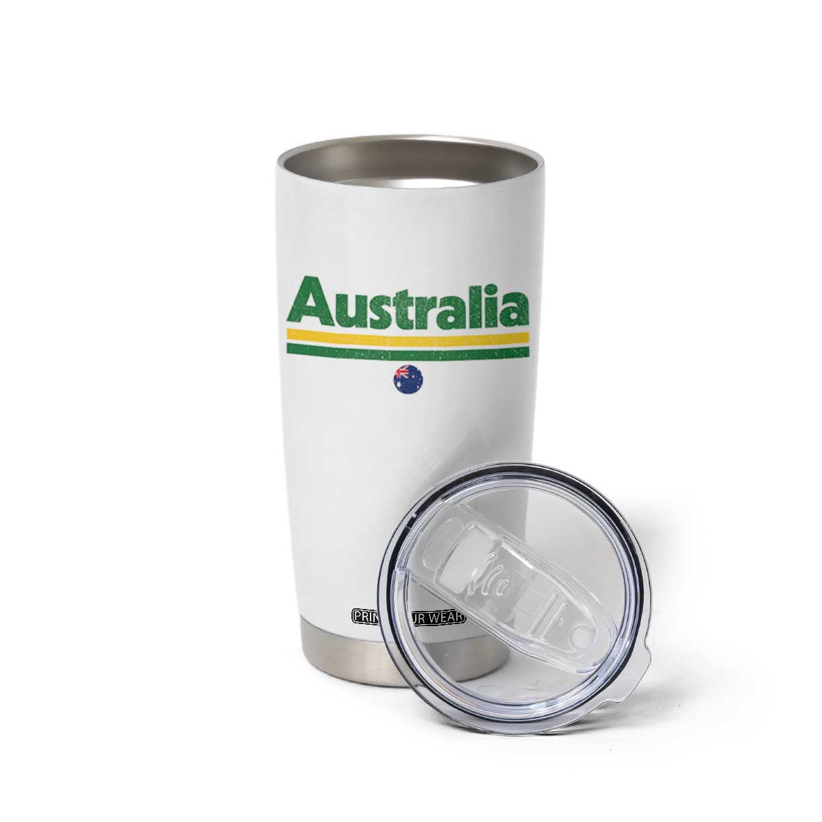 Australia Fan Tumbler Cup Retro Vintage Flag Green Yellow Country Pride Distressed Graphic