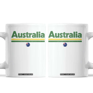 Australia Fan Coffee Mug Retro Vintage Flag Green Yellow Country Pride Distressed Graphic