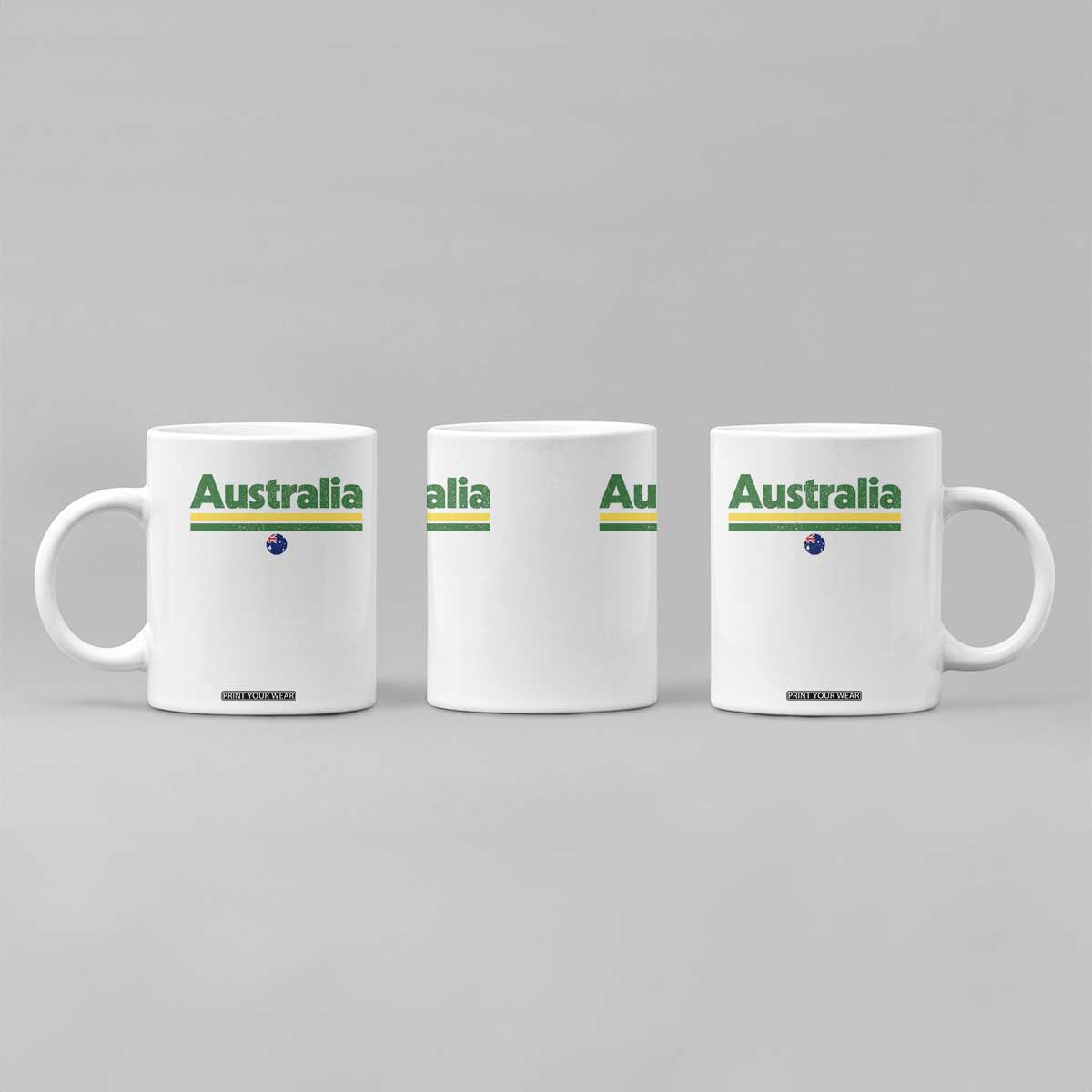 Australia Fan Coffee Mug Retro Vintage Flag Green Yellow Country Pride Distressed Graphic
