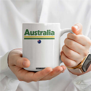 Australia Fan Coffee Mug Retro Vintage Flag Green Yellow Country Pride Distressed Graphic