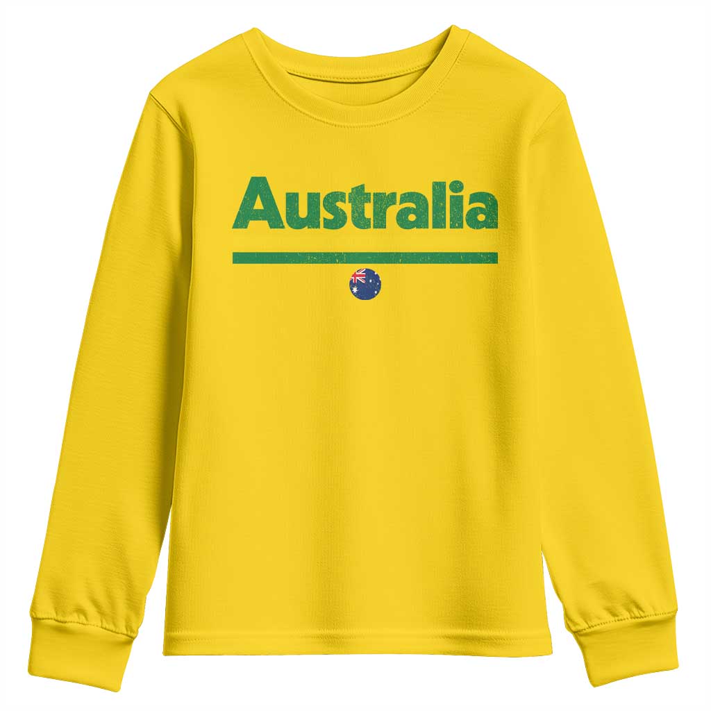 Australia Fan Youth Sweatshirt Retro Vintage Flag Green Yellow Country Pride Distressed Graphic