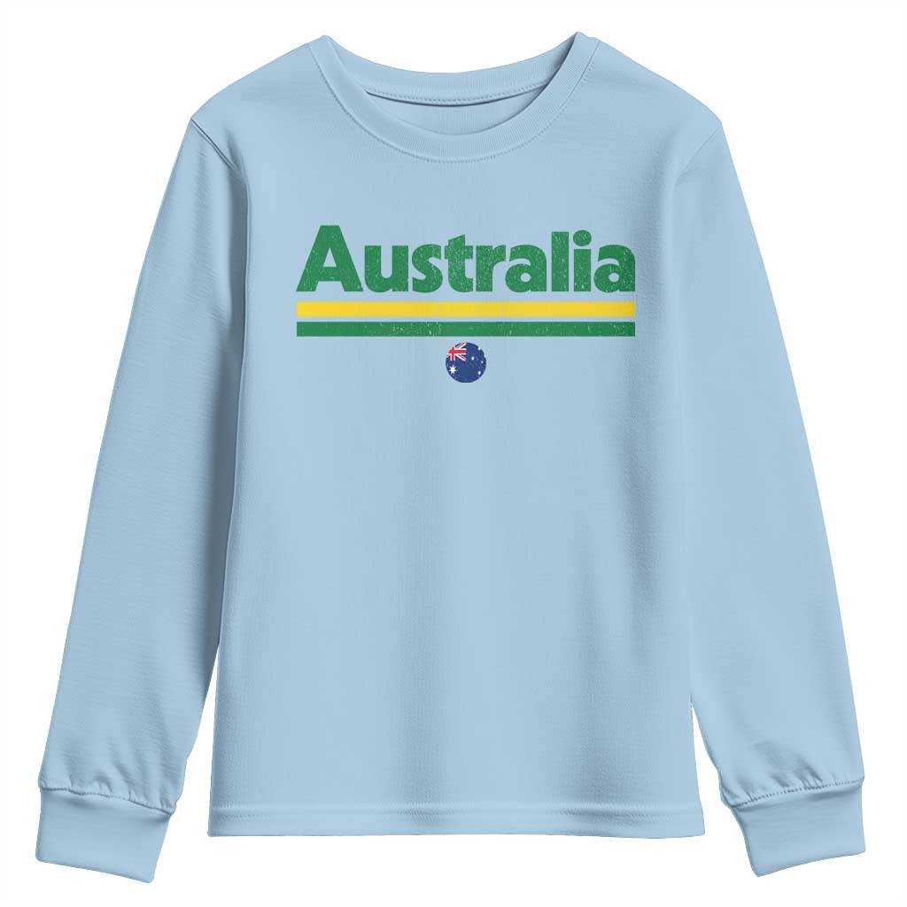 Australia Fan Youth Sweatshirt Retro Vintage Flag Green Yellow Country Pride Distressed Graphic