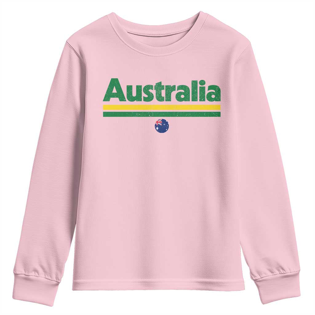 Australia Fan Youth Sweatshirt Retro Vintage Flag Green Yellow Country Pride Distressed Graphic