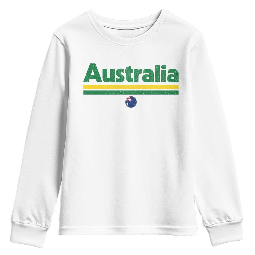 Australia Fan Youth Sweatshirt Retro Vintage Flag Green Yellow Country Pride Distressed Graphic
