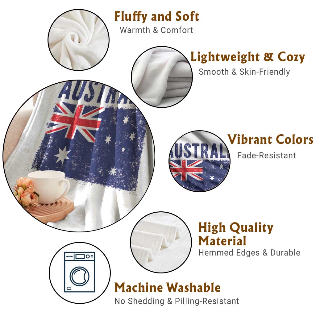 Vintage Australia Flag Throw Blanket Distressed Patriotic Country Pride Graphic