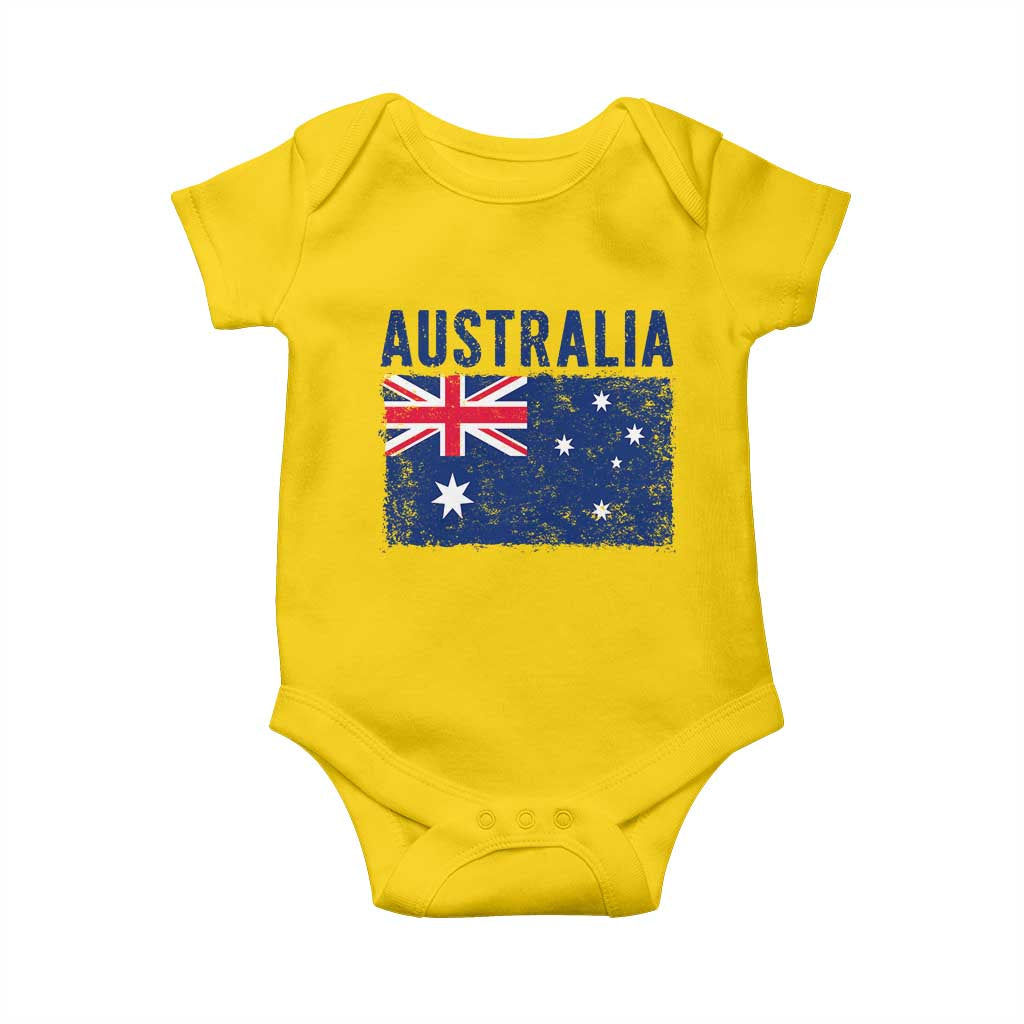 Vintage Australia Flag Baby Onesie Distressed Patriotic Country Pride Graphic TS10 Daisy Print Your Wear