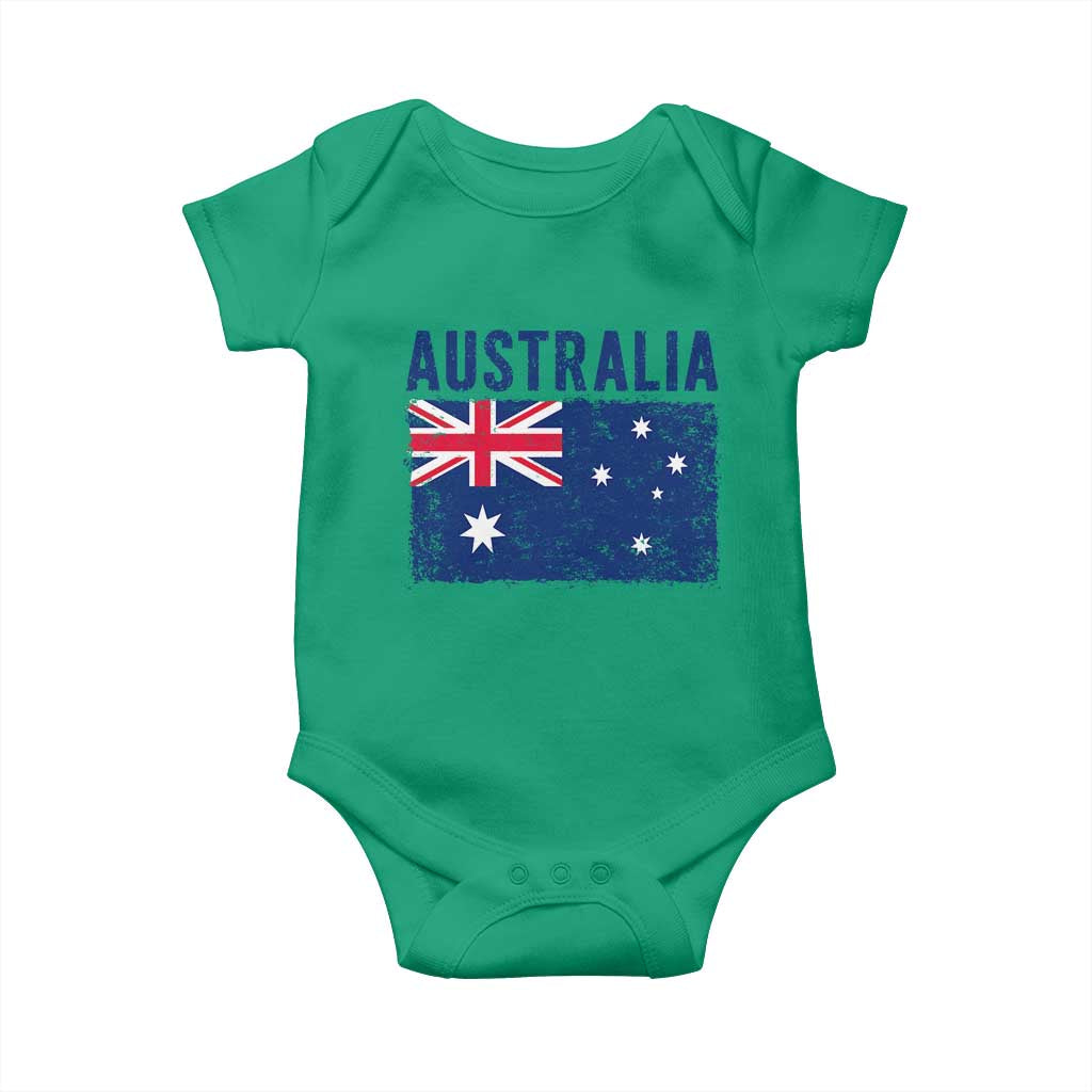 Vintage Australia Flag Baby Onesie Distressed Patriotic Country Pride Graphic