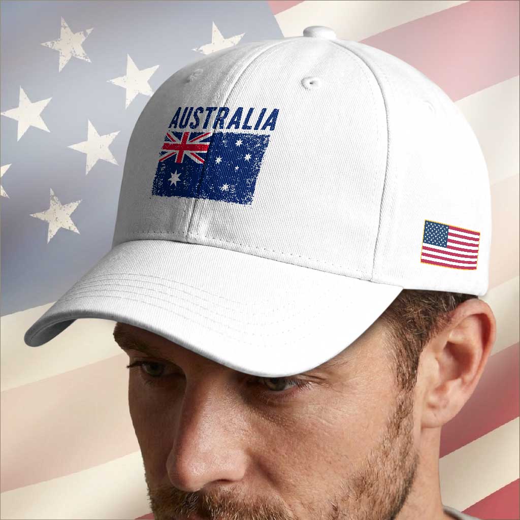 Vintage Australia Flag Baseball Cap Distressed Patriotic Country Pride Graphic
