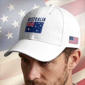 Vintage Australia Flag Baseball Cap Distressed Patriotic Country Pride Graphic