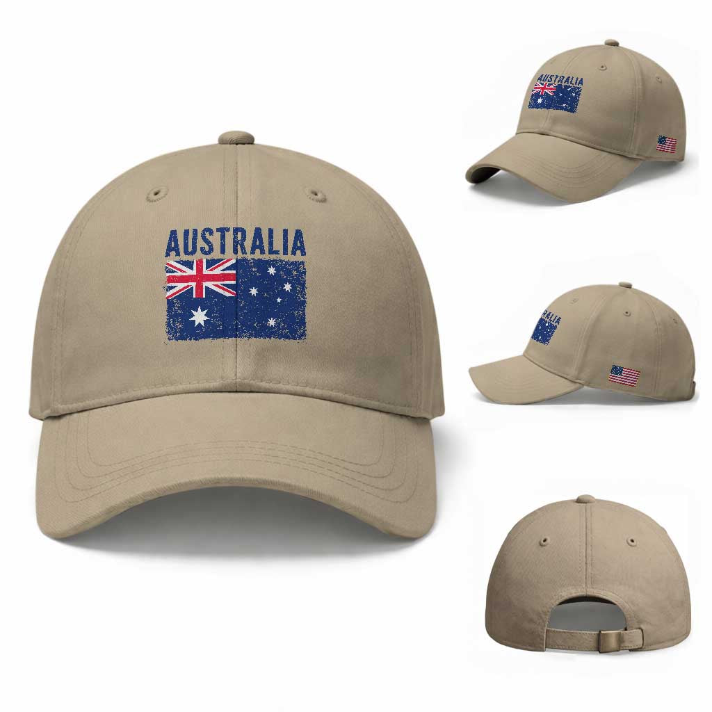 Vintage Australia Flag Baseball Cap Distressed Patriotic Country Pride Graphic