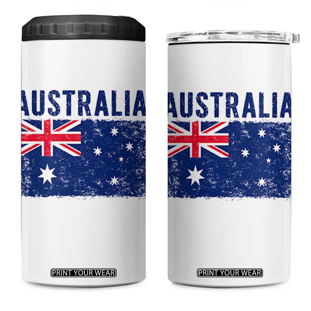 Vintage Australia Flag 4 in 1 Can Cooler Tumbler Distressed Patriotic Country Pride Graphic TS10 One Size: 16 oz White Print Your Wear