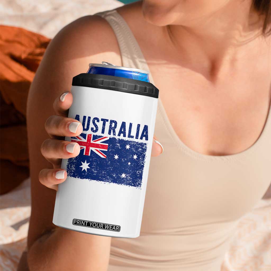 Vintage Australia Flag 4 in 1 Can Cooler Tumbler Distressed Patriotic Country Pride Graphic