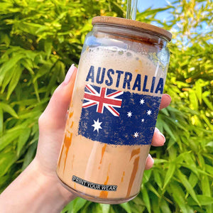 Vintage Australia Flag Glass Can Distressed Patriotic Country Pride Graphic