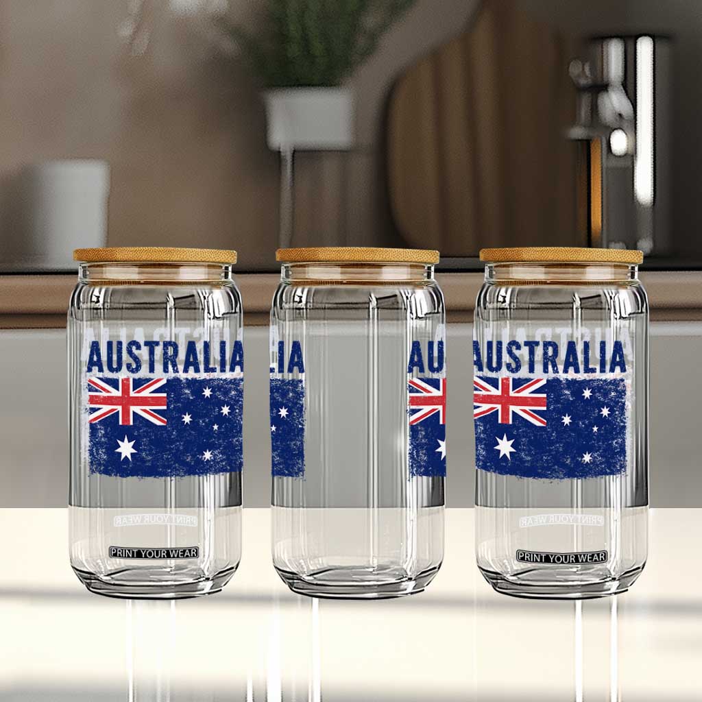 Vintage Australia Flag Glass Can Distressed Patriotic Country Pride Graphic