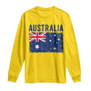 Vintage Australia Flag Long Sleeve Shirt Distressed Patriotic Country Pride Graphic