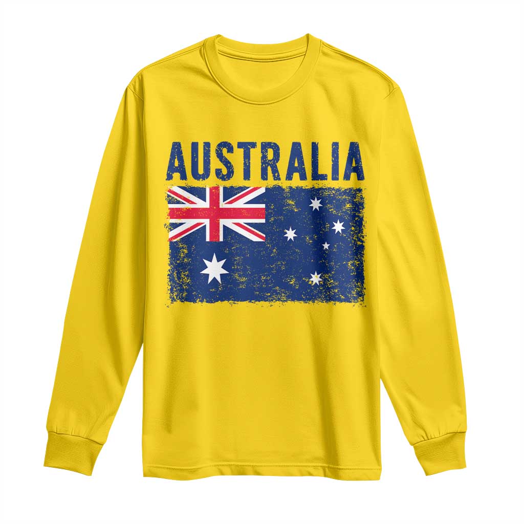 Vintage Australia Flag Long Sleeve Shirt Distressed Patriotic Country Pride Graphic TS10 Daisy Print Your Wear