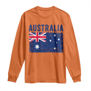 Vintage Australia Flag Long Sleeve Shirt Distressed Patriotic Country Pride Graphic