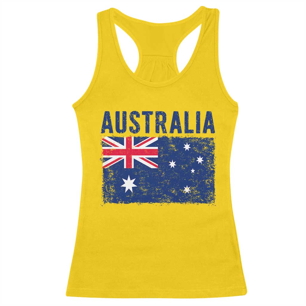 Vintage Australia Flag Racerback Tank Top Distressed Patriotic Country Pride Graphic TS10 Daisy Print Your Wear