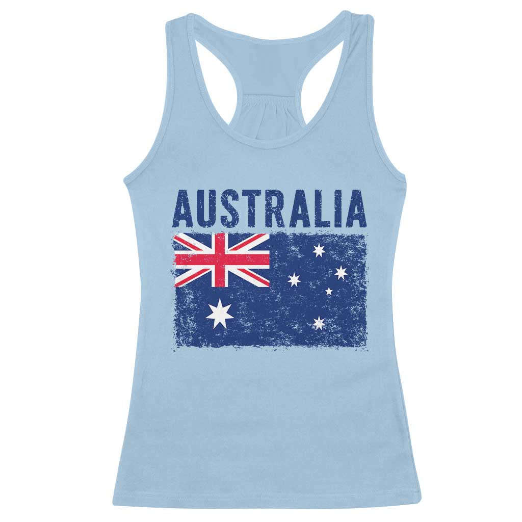 Vintage Australia Flag Racerback Tank Top Distressed Patriotic Country Pride Graphic