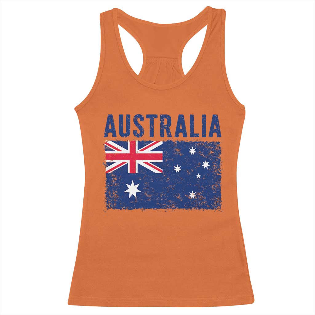 Vintage Australia Flag Racerback Tank Top Distressed Patriotic Country Pride Graphic