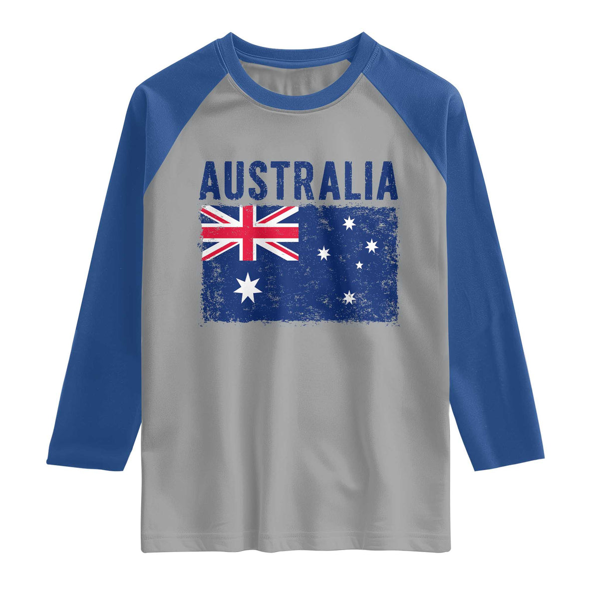 Vintage Australia Flag Raglan Shirt Distressed Patriotic Country Pride Graphic
