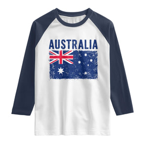 Vintage Australia Flag Raglan Shirt Distressed Patriotic Country Pride Graphic